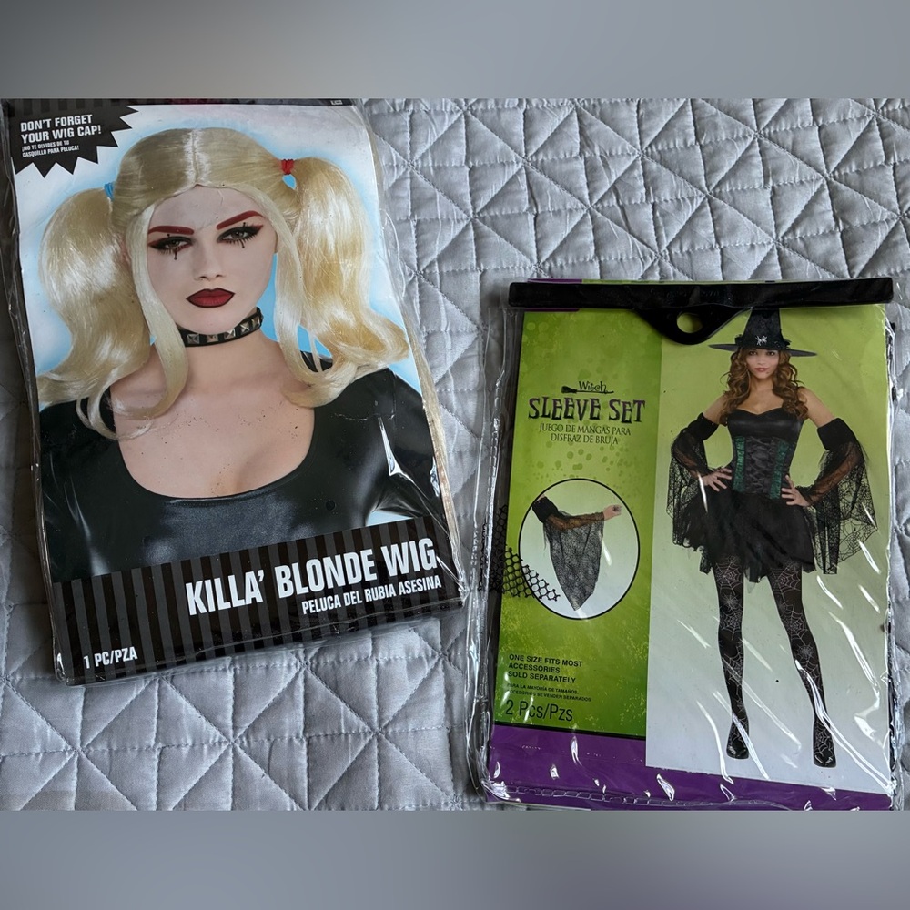 Halloween Accessories Blond Wig Sleeve Set Harley Killa’ NEW Costume Hairpiece!